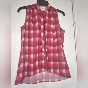 Levi's Red Plaid Sleeveless Blouse
